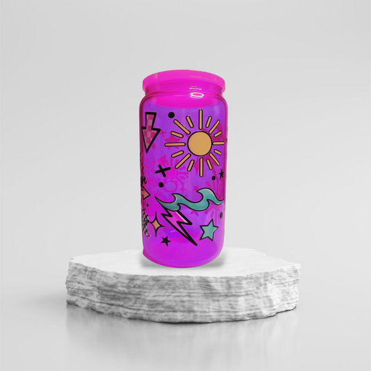 Summer State of Mind in Hot Pink Glass Cup
